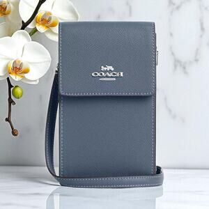 Coach North South Phone Crossbody Leather Wallet in Light Mist CM235